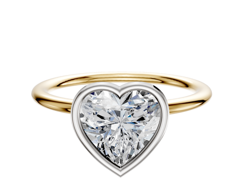 18K Two Tone Bezel Full Bezel North/South Classic Dome 1.5mm Engagement Ring