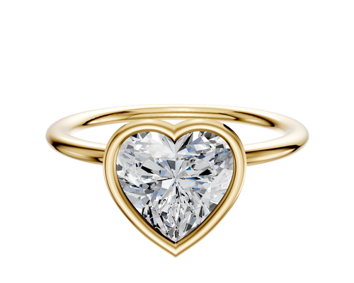 14K Yellow Gold Bezel Full Bezel North/South Classic Dome 1.5mm Engagement Ring