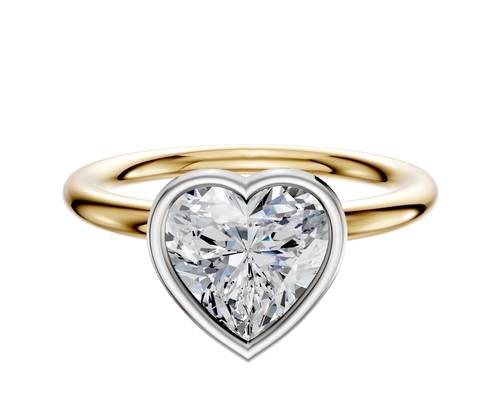 14K Two Tone Bezel Full Bezel North/South Classic Dome 2.0mm Engagement Ring