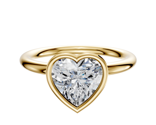 18K Yellow Gold Bezel Full Bezel North/South Classic Dome 2.0mm Engagement Ring