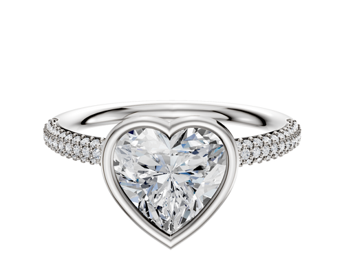14K Two Tone Bezel Full Bezel North/South Classic Dome 3-Row-Pave 2.0mm Engagement Ring