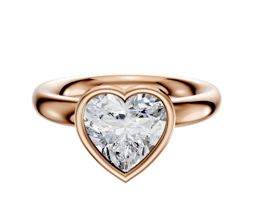 14K Rose Gold Bezel Full Bezel North/South Classic Dome 3.0mm Engagement Ring