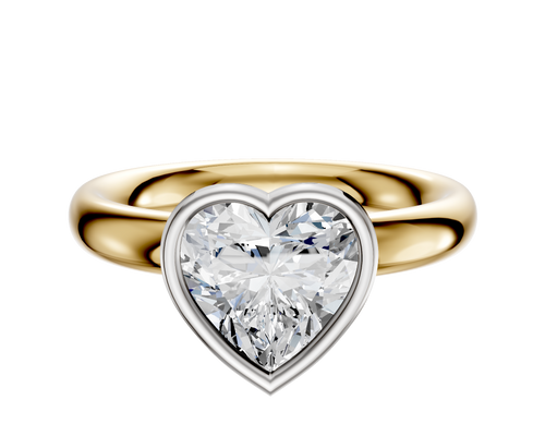 18K Two Tone Bezel Full Bezel North/South Classic Dome 3.0mm Engagement Ring