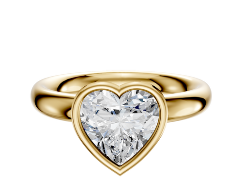 18K Yellow Gold Bezel Full Bezel North/South Classic Dome 3.0mm Engagement Ring