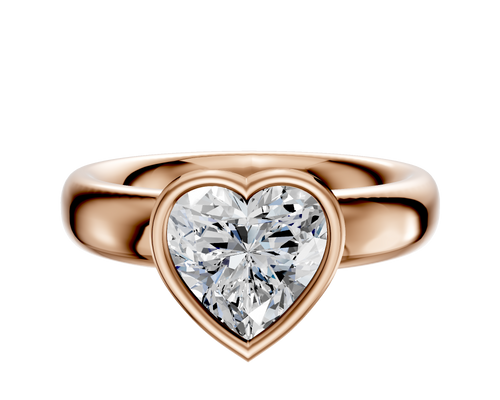 18K Rose Gold Bezel Full Bezel North/South Classic Dome 4.0mm Engagement Ring