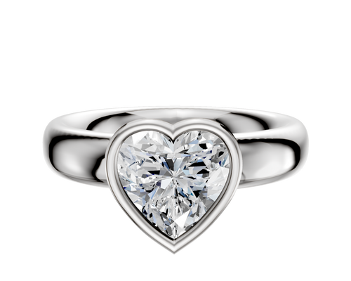 18K White Gold Bezel Full Bezel North/South Classic Dome 4.0mm Engagement Ring