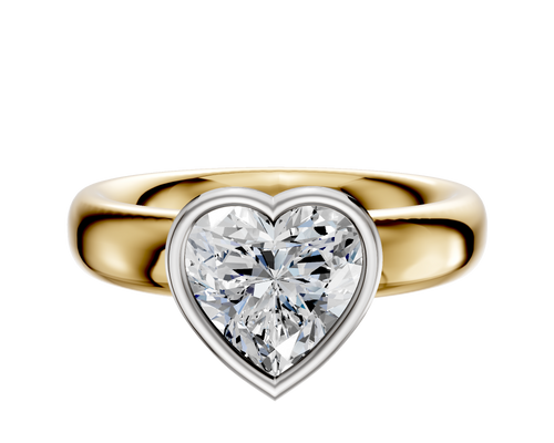 14K Two Tone Bezel Full Bezel North/South Classic Dome 4.0mm Engagement Ring