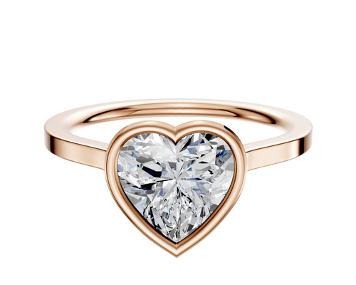 14K Rose Gold Bezel Full Bezel North/South Cathedral Flat 1.5mm Engagement Ring
