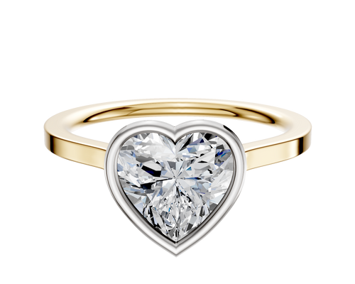 14K Two Tone Bezel Full Bezel North/South Cathedral Flat 1.5mm Engagement Ring