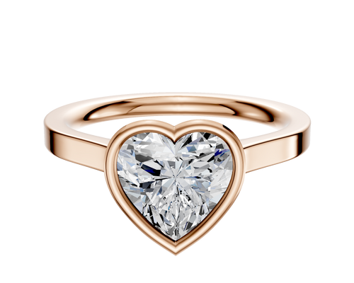 18K Rose Gold Bezel Full Bezel North/South Cathedral Flat 2.0mm Engagement Ring