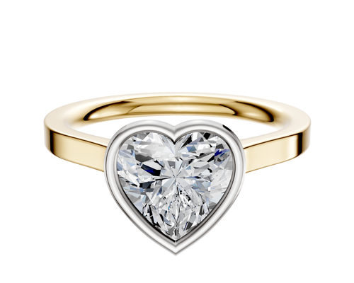18K Two Tone Bezel Full Bezel North/South Cathedral Flat 2.0mm Engagement Ring