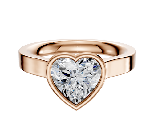 18K Rose Gold Bezel Full Bezel North/South Cathedral Flat 3.0mm Engagement Ring