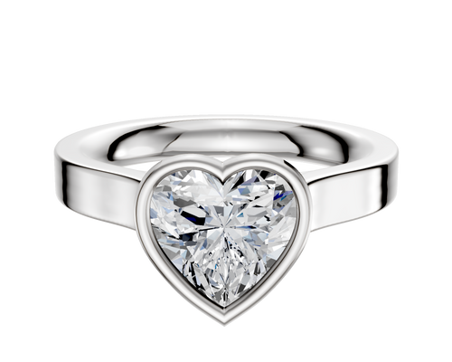 14K White Gold Bezel Full Bezel North/South Cathedral Flat 3.0mm Engagement Ring