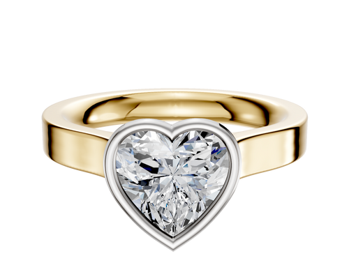 18K Two Tone Bezel Full Bezel North/South Cathedral Flat 3.0mm Engagement Ring