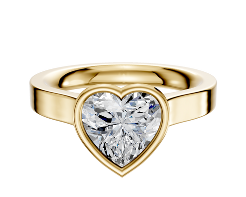 14K Yellow Gold Bezel Full Bezel North/South Cathedral Flat 3.0mm Engagement Ring
