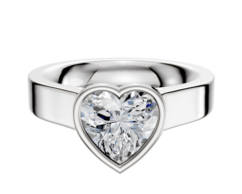 14K White Gold Bezel Full Bezel North/South Cathedral Flat 4.0mm Engagement Ring