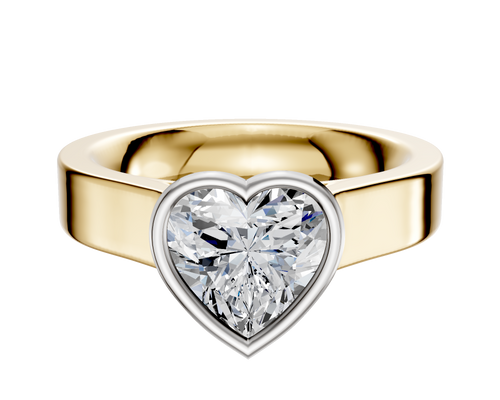18K Two Tone Bezel Full Bezel North/South Cathedral Flat 4.0mm Engagement Ring