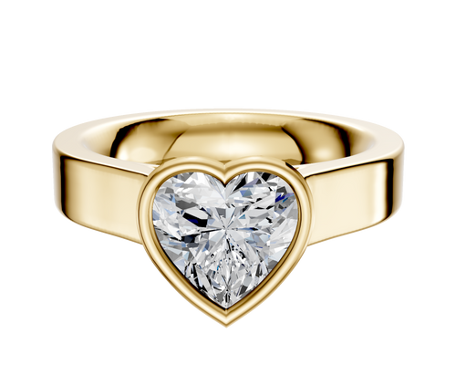 18K Yellow Gold Bezel Full Bezel North/South Cathedral Flat 4.0mm Engagement Ring