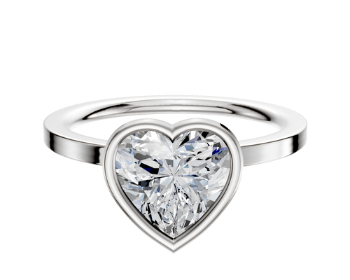 14K White Gold Bezel Full Bezel North/South Classic Flat 1.5mm Engagement Ring