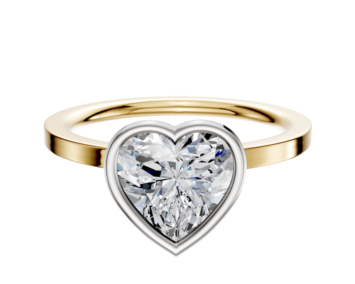 14K Two Tone Bezel Full Bezel North/South Classic Flat 1.5mm Engagement Ring