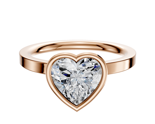 18K Rose Gold Bezel Full Bezel North/South Classic Flat 2.0mm Engagement Ring