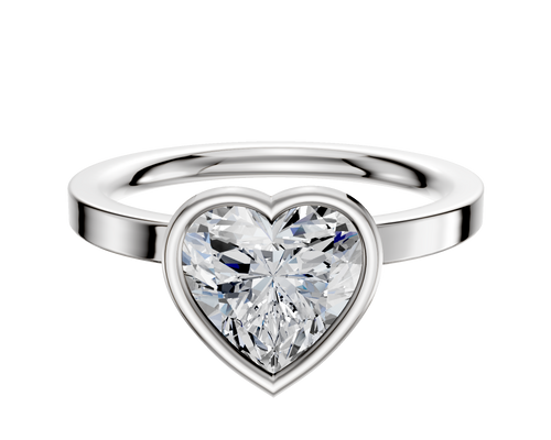 18K White Gold Bezel Full Bezel North/South Classic Flat 2.0mm Engagement Ring