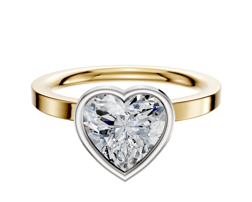 14K Two Tone Bezel Full Bezel North/South Classic Flat 2.0mm Engagement Ring