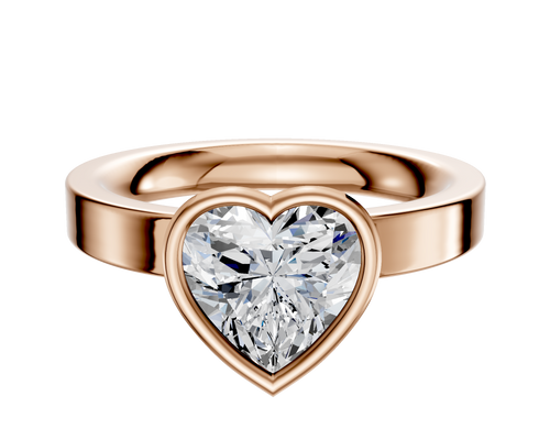 18K Rose Gold Bezel Full Bezel North/South Classic Flat 3.0mm Engagement Ring