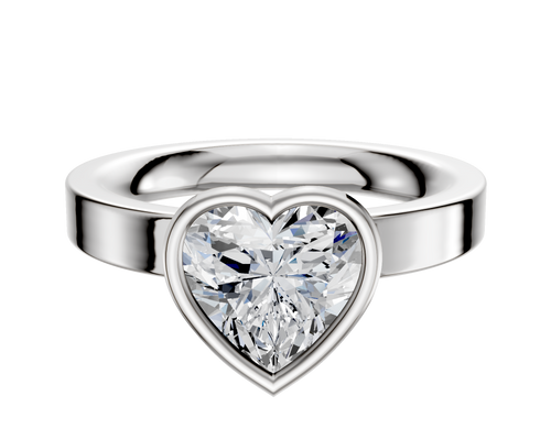 14K White Gold Bezel Full Bezel North/South Classic Flat 3.0mm Engagement Ring