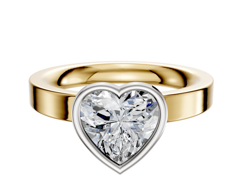 14K Two Tone Bezel Full Bezel North/South Classic Flat 3.0mm Engagement Ring