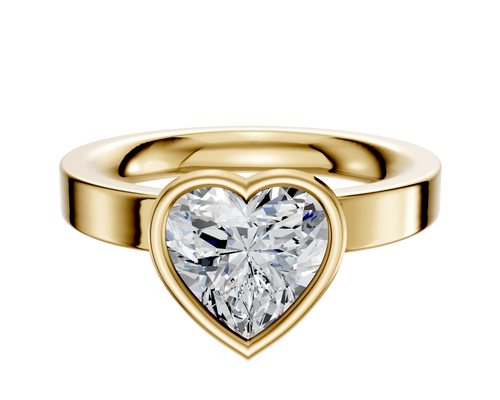 14K Yellow Gold Bezel Full Bezel North/South Classic Flat 3.0mm Engagement Ring