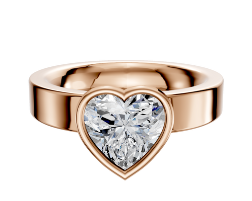 18K Rose Gold Bezel Full Bezel North/South Classic Flat 4.0mm Engagement Ring