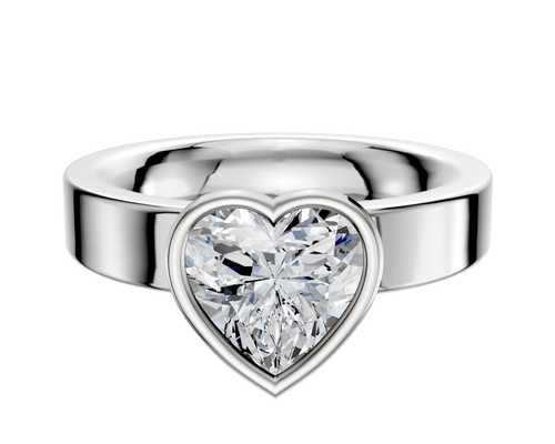 18K White Gold Bezel Full Bezel North/South Classic Flat 4.0mm Engagement Ring