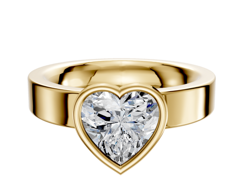 18K Yellow Gold Bezel Full Bezel North/South Classic Flat 4.0mm Engagement Ring