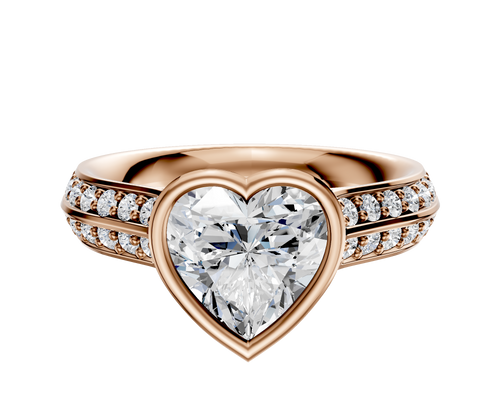 18K Rose Gold Bezel Full Bezel North/South Cathedral Knife Edge 1-Row-Pave 2.5mm Engagement Ring