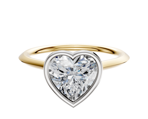 14K Two Tone Bezel Full Bezel North/South Cathedral Knife Edge 1.5mm Engagement Ring