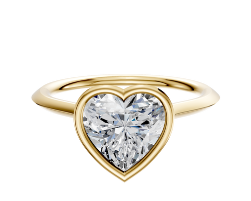 14K Yellow Gold Bezel Full Bezel North/South Cathedral Knife Edge 1.5mm Engagement Ring