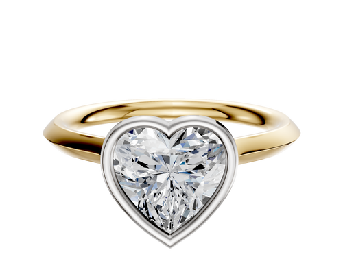 14K Two Tone Bezel Full Bezel North/South Cathedral Knife Edge 2.0mm Engagement Ring