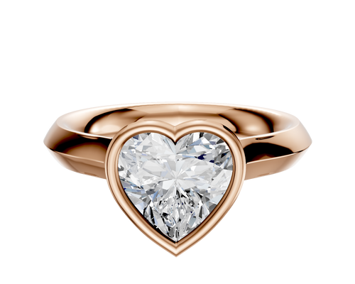 18K Rose Gold Bezel Full Bezel North/South Cathedral Knife Edge 3.0mm Engagement Ring