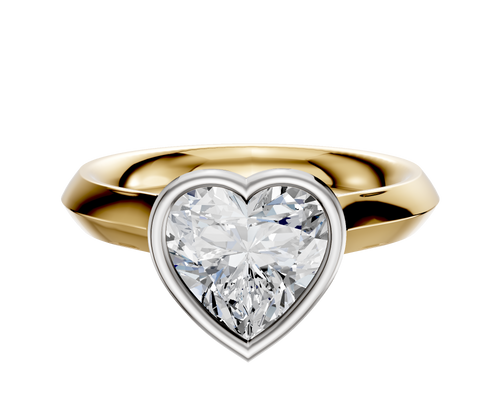 18K Two Tone Bezel Full Bezel North/South Cathedral Knife Edge 3.0mm Engagement Ring