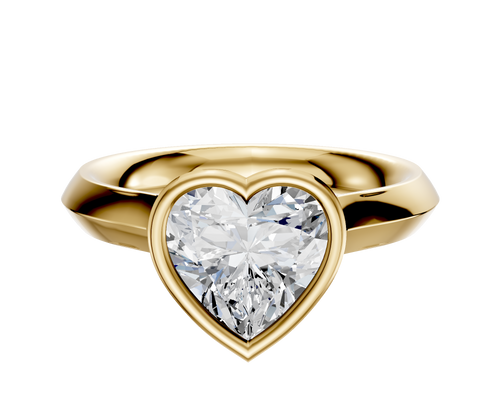 18K Yellow Gold Bezel Full Bezel North/South Cathedral Knife Edge 3.0mm Engagement Ring