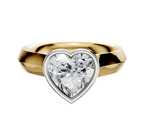 18K Two Tone Bezel Full Bezel North/South Cathedral Knife Edge 4.0mm Engagement Ring