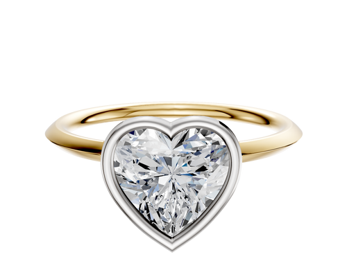 18K Two Tone Bezel Full Bezel North/South Classic Knife Edge 1.5mm Engagement Ring