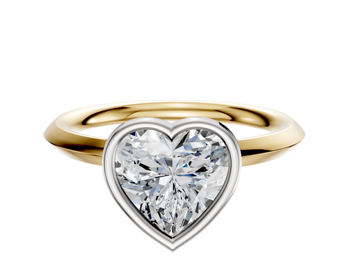14K Two Tone Bezel Full Bezel North/South Classic Knife Edge 2.0mm Engagement Ring