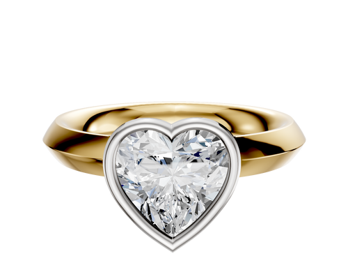 14K Two Tone Bezel Full Bezel North/South Classic Knife Edge 3.0mm Engagement Ring