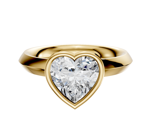 14K Yellow Gold Bezel Full Bezel North/South Classic Knife Edge 3.0mm Engagement Ring