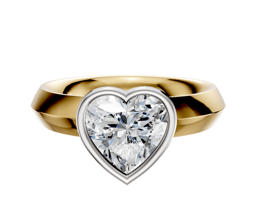 18K Two Tone Bezel Full Bezel North/South Classic Knife Edge 4.0mm Engagement Ring