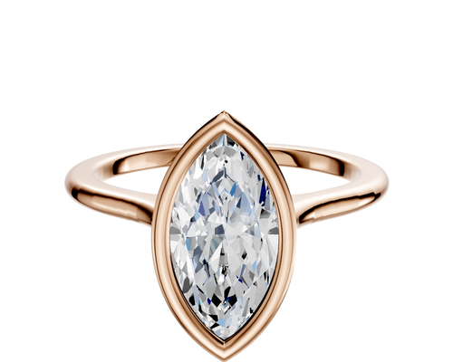 18K Rose Gold Bezel Full Bezel North/South Cathedral Dome 1.5mm Engagement Ring