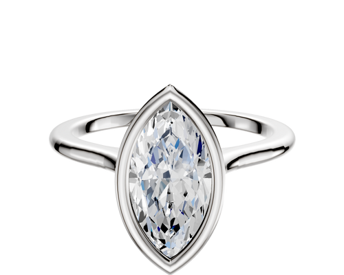 14K White Gold Bezel Full Bezel North/South Cathedral Dome 1.5mm Engagement Ring
