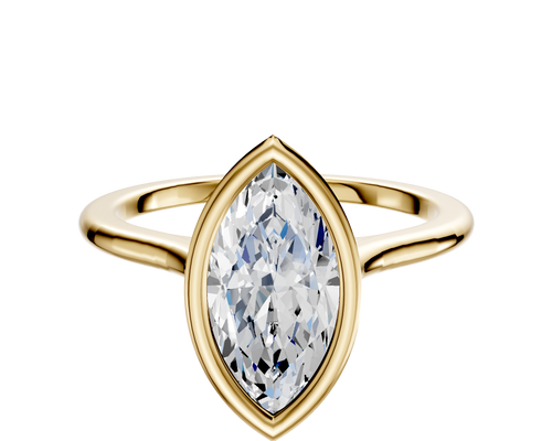14K Yellow Gold Bezel Full Bezel North/South Cathedral Dome 1.5mm Engagement Ring